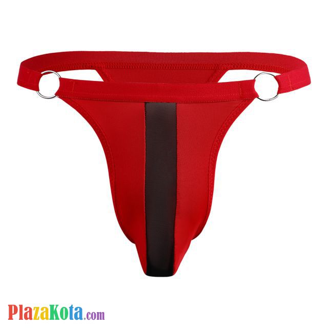 GP070 - Celana Dalam G-String Pria Merah List Hitam Transparan - Photo 1