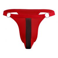 GP070 - Celana Dalam G-String Pria Merah List Hitam Transparan