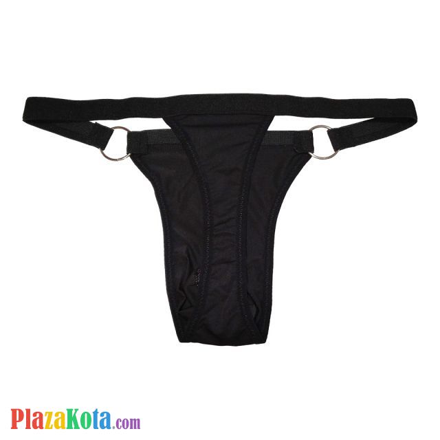 GP071 - Celana Dalam G-String Pria Hitam List Merah Transparan - Photo 2