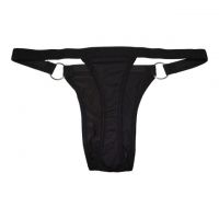 GP071 - Celana Dalam G-String Pria Hitam List Merah Transparan - 2