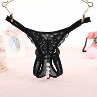 GS286 - Celana Dalam G-String Mutiara Kupu-Kupu Crotchless Hitam Transparan Tali 2