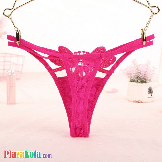 GS287 - Celana Dalam G-String Wanita Kupu-Kupu Bunga Magenta Transparan Tali 2 - Photo 2