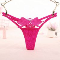 GS287 - Celana Dalam G-String Wanita Kupu-Kupu Bunga Magenta Transparan Tali 2