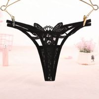 GS292 - Celana Dalam G-String Wanita Kupu-Kupu Bunga Hitam Transparan Tali 2 - Thumbnail 2