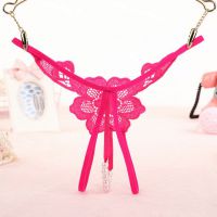 GS293 - Celana Dalam G-String Mutiara T-Back Bunga Crotchless Magenta - Thumbnail 2