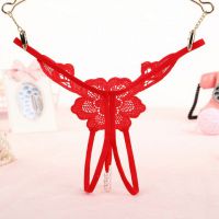 GS296 - Celana Dalam G-String Mutiara T-Back Bunga Crotchless Merah - Thumbnail 2