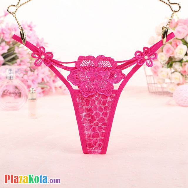 GS299 - Celana Dalam G-String Wanita Bunga Magenta Transparan - Photo 1