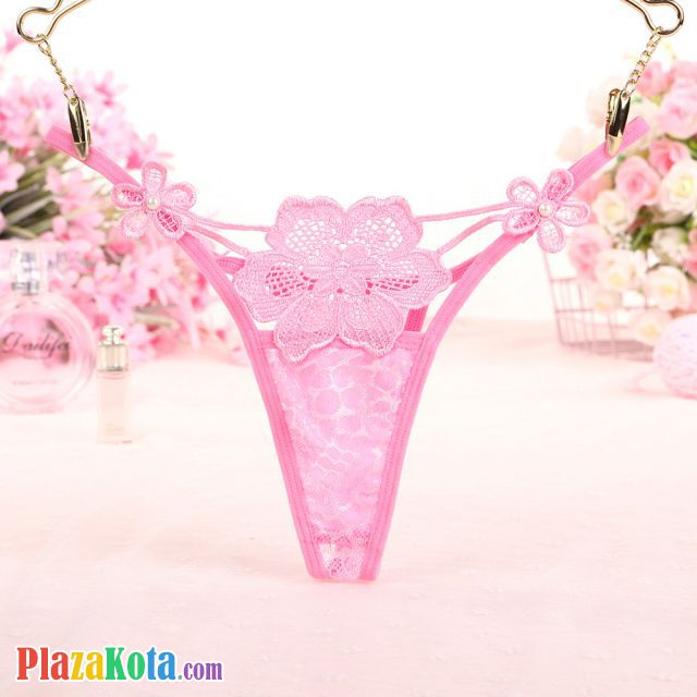 GS300 - Celana Dalam G-String Wanita Bunga Pink Transparan - Photo 1