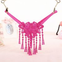 GS303 - Celana Dalam G-String Mutiara T-Back Rumbai Magenta