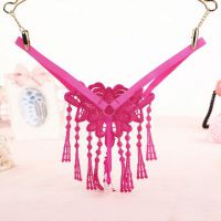 GS303 - Celana Dalam G-String Mutiara T-Back Rumbai Magenta - 2