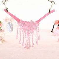 GS305 - Celana Dalam G-String Mutiara T-Back Rumbai Pink