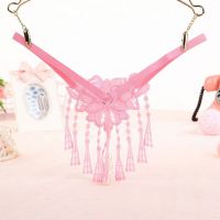 GS305 - Celana Dalam G-String Mutiara T-Back Rumbai Pink - 2