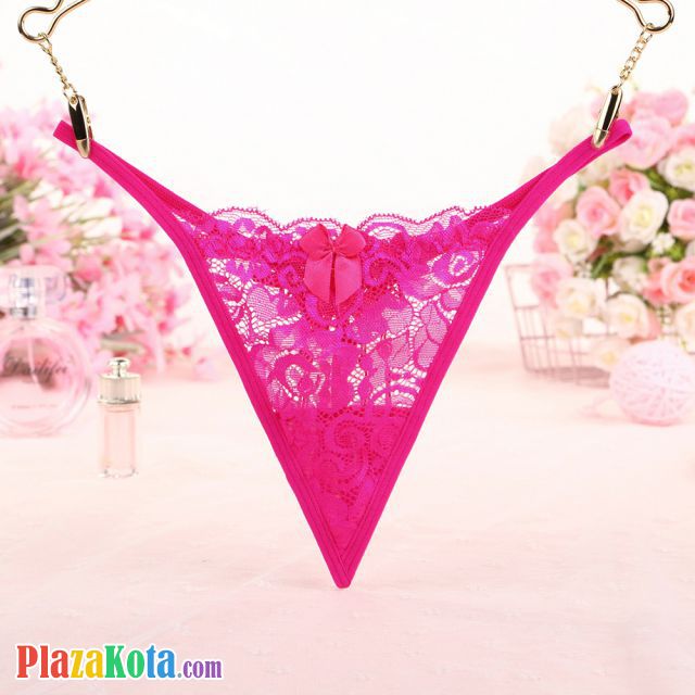 GS309 - Celana Dalam G-String Wanita Magenta Transparan Rumbai - Photo 1