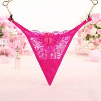 GS309 - Celana Dalam G-String Wanita Magenta Transparan Rumbai