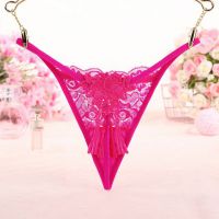 GS309 - Celana Dalam G-String Wanita Magenta Transparan Rumbai - 2