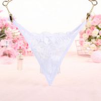 GS310 - Celana Dalam G-String Wanita Putih Transparan Rumbai