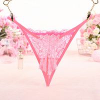 GS311 - Celana Dalam G-String Wanita Pink Transparan Rumbai - 2