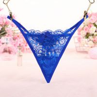 GS313 - Celana Dalam G-String Wanita Biru Transparan Rumbai