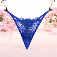 GS313 - Celana Dalam G-String Wanita Biru Transparan Rumbai - 2