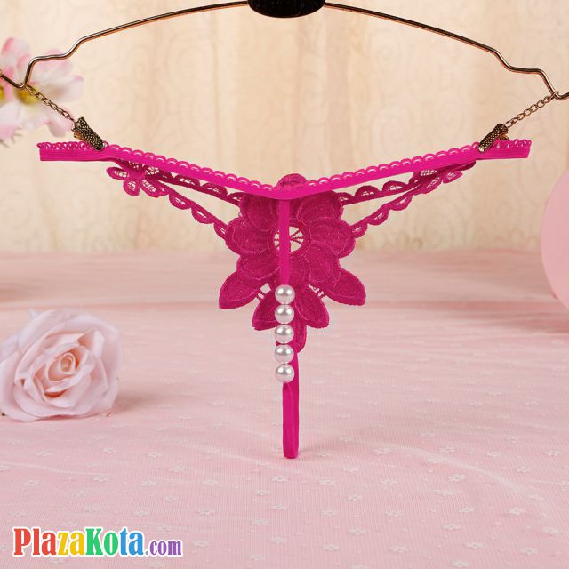 GS315 - Celana Dalam G-String Mutiara T-Back Bunga Magenta - Photo 2