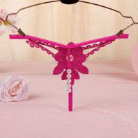 GS315 - Celana Dalam G-String Mutiara T-Back Bunga Magenta - 2