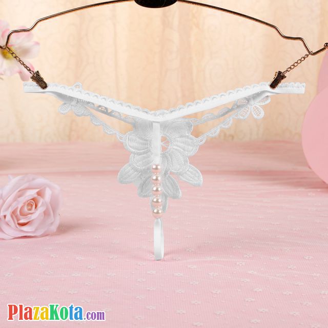 GS316 - Celana Dalam G-String Mutiara T-Back Bunga Putih - Photo 2