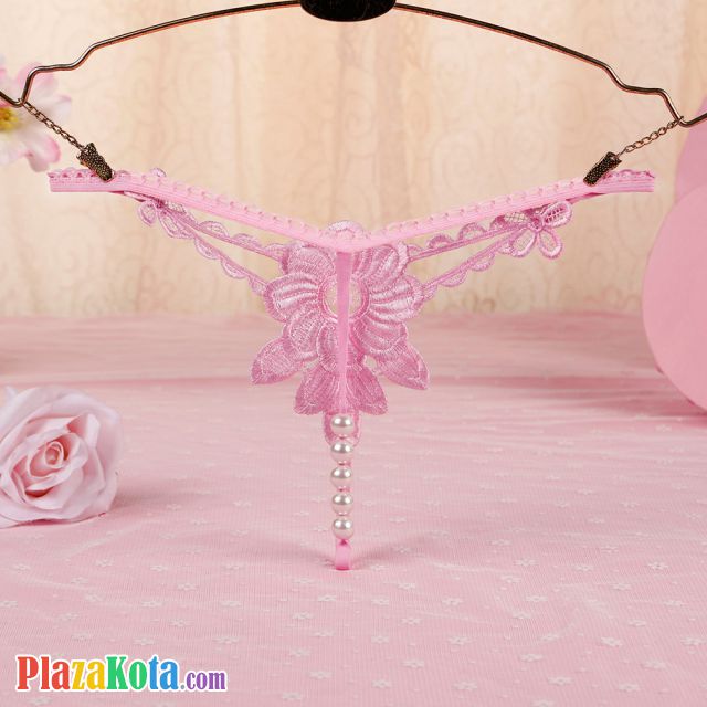 GS317 - Celana Dalam G-String Mutiara T-Back Bunga Pink - Photo 2