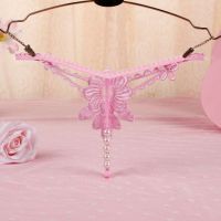 GS317 - Celana Dalam G-String Mutiara T-Back Bunga Pink - 2