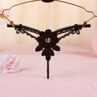 GS320 - Celana Dalam G-String Mutiara T-Back Bunga Hitam