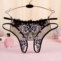 P563 - Celana Dalam Panties Hipster Hitam Transparan Bunga Hitam Crotchless Tali 2 - Thumbnail 2