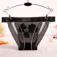 P571 - Celana Dalam Panties Thong Hitam Transparan List Putih Renda - Thumbnail 2