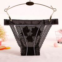 P572 - Celana Dalam Panties Thong Hitam Transparan List Pink Renda - Thumbnail 2