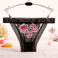 P578 - Celana Dalam Panties Thong Hitam Transparan List Hitam Renda