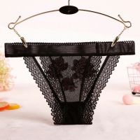 P578 - Celana Dalam Panties Thong Hitam Transparan List Hitam Renda - Thumbnail 2