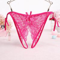 P579 - Celana Dalam Panties Thong Magenta Transparan Crotchless Ikat Samping