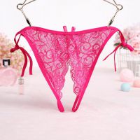 P579 - Celana Dalam Panties Thong Magenta Transparan Crotchless Ikat Samping - 2