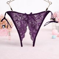 P581 - Celana Dalam Panties Thong Ungu Transparan Crotchless Ikat Samping - Thumbnail 2