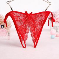 P582 - Panties Thong Merah Transparan, Crotchless Ikat Samping - Thumbnail 2