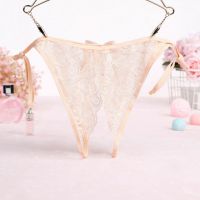 P583 - Celana Dalam Panties Thong Krem Transparan Crotchless Ikat Samping - Thumbnail 2