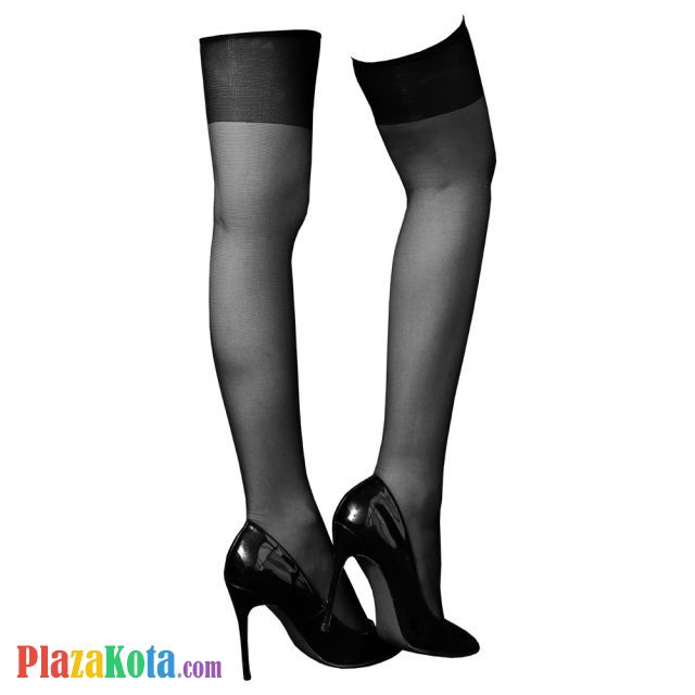 S041 - Stocking Overknee Hitam Polos Transparan - Photo 2