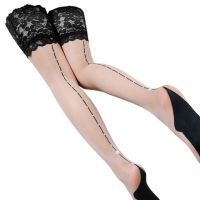 S043 - Stocking Overknee Krem Transparan Atas Renda Silikon Anti Slip - 2