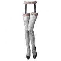 S048 - Stocking Garter Fishnet Hitam, Macan Tutul