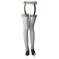 S048 - Stocking Overknee Fishnet Hitam Garter Belt Macan Tutul - Thumbnail 2