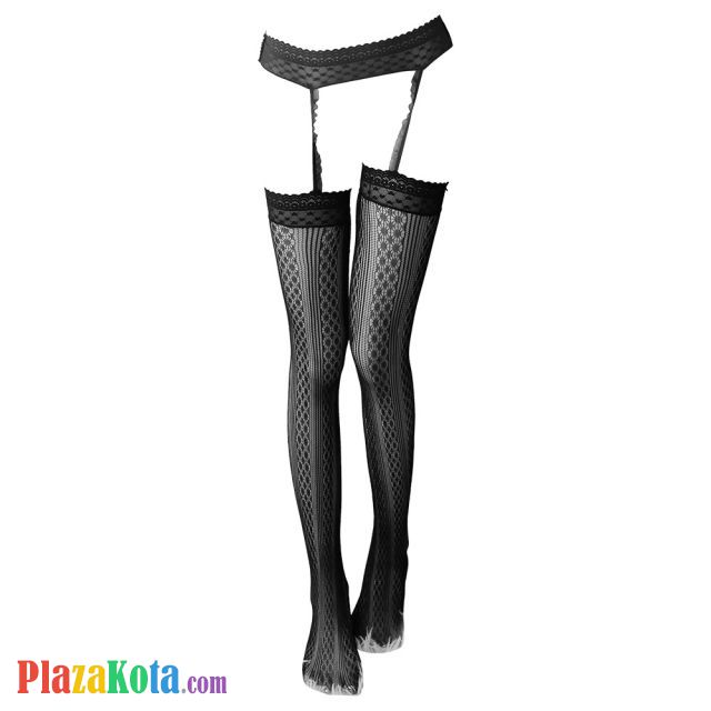 S049 - Stocking Overknee Fishnet Hitam Garter Belt - Photo 1