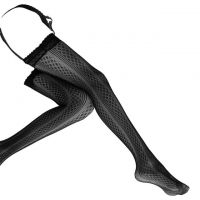 S049 - Stocking Overknee Fishnet Hitam Garter Belt - Thumbnail 2