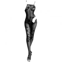 BS204 - Bodystocking Full Body Hitam Transparan Crotchless