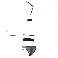 L1227 - Lingerie Costume Playboy Bunny Kelinci Halterneck Hitam Transparan, Bando, Topeng Wajah - 2