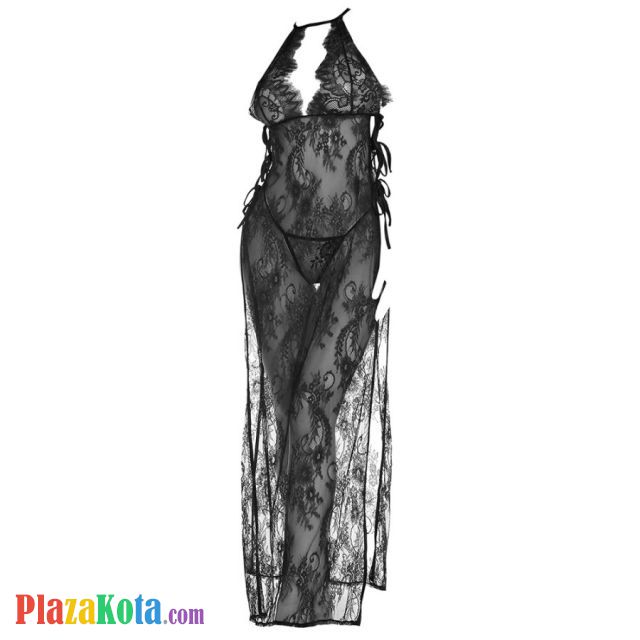 L1233 - Baju Tidur Lingerie Long Gown Maxi Dress Hitam Transparan - Photo 1