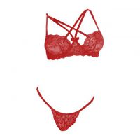 B338 - Bra Set Underwire Kawat Merah Transparan Celana Dalam