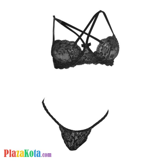 B339 - Bra Set Underwire Kawat Hitam Transparan Celana Dalam - Photo 1